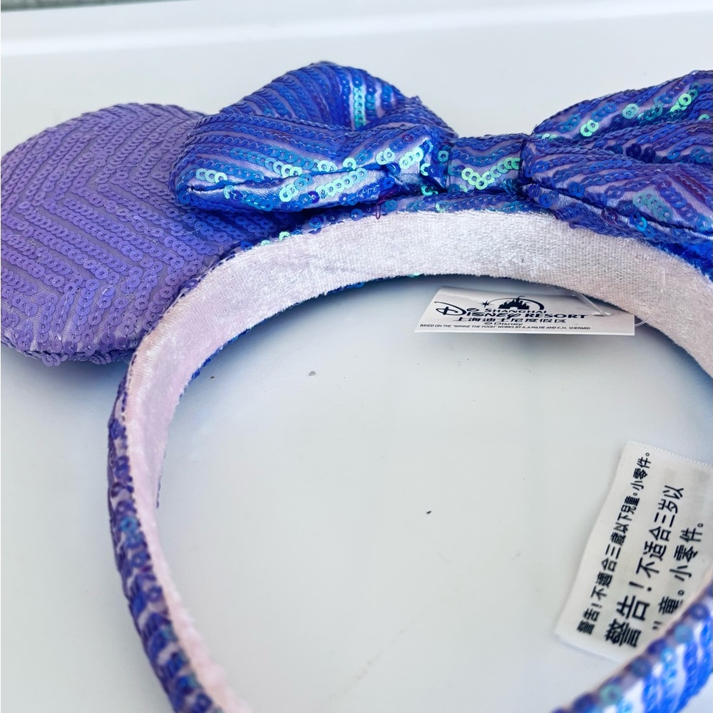 Disney Parks Shanghai DisneylandMinnie Mouse purple iridescent bow ears headband - Picture 2 of 3